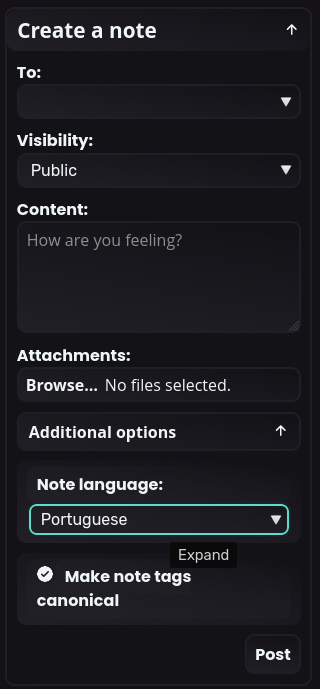  Posting widget language options 